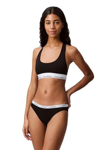 Calvin Klein Women's Modern Non-Wired and Non paded Cotton Bralette, Black, Large - Image 1
