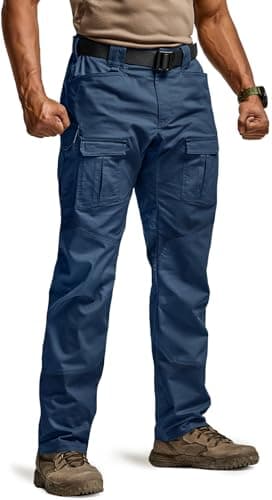 CQR Men's Flex Ripstop Tactical Pants, Water Resistant Stretch Cargo Pants, Lightweight EDC Hiking Work Pants, Breacher Midnight Blue, 36W/34L - Image 1