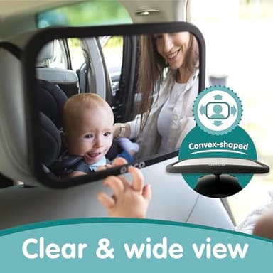 Onco Baby Car Mirror Rear Facing - Double Award-Winning Convex Car Mirror for Baby, 100% Shatterproof & Shakeproof with 360° Rotation, Newborn Essentials (9.6 x 6.9 in) - Image 3