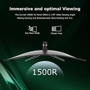 Sealan 34 Inch Curved Gaming Monitor 165Hz,3440x1440 21:9 UWQHD, 1ms(MPRT),1500R, PIP/PBP,HDR400, 99% sRGB,300nits, FreeSync, HDMI2.0(TMDS) x2,DP1.4 x2, Eye Care, VESA(100 * 100mm) ﻿ - Image 7