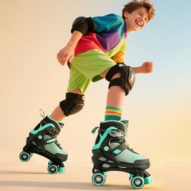 SULIFEEL Roller Skates for Girls Boys Kids,4 Sizes Adjustable Quad Skates with Light up Wheels,Safe Fun Children Skates, Best Gift for Beginners Indoor Outdoor Sports - Image 7