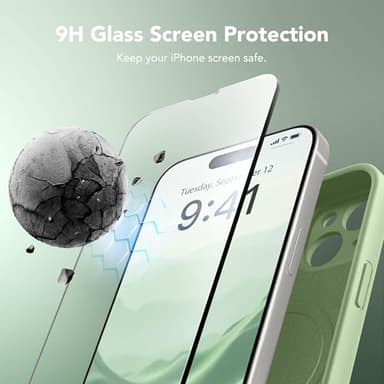SuydanBox Magnetic for iPhone 15 Case, Compatible with MagSafe, [Screen Protector + Full Camera Protection], Silicone Shockproof Anti-Scratch Protective Phone Case for iPhone 15 6.1", Matcha - Image 4