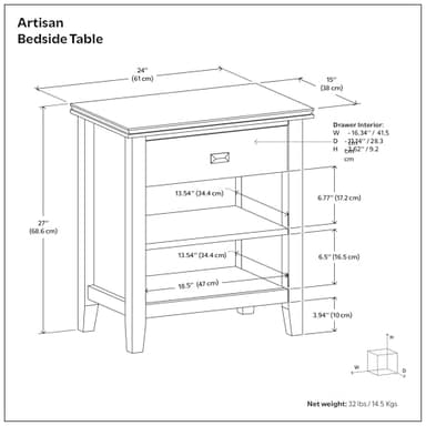 SIMPLIHOME Artisan SOLID WOOD 24 inch Wide Transitional Bedside Nightstand Table in White for the Living Room and Bedroom - Image 3