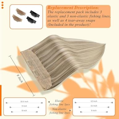 Fshine Invisible Wire Hair Extensions Real Human Color 16 Highlight 22 Blonde Fish Line 70 Gram Removable Clips Extensions for Women 12 Inch - Image 4