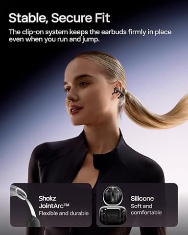 SHOKZ OpenDots ONE - Open-Ear Headphones - Wireless Bluetooth Earbuds with Microphone - Secure, Lightweight, Clip-On Fit - Premium Dolby Audio - Water Resistant - Fast Charging - Up to 40 hrs Playtime - Image 4