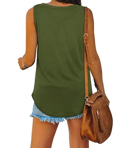 Womens Summer Tops and Blouses V Neck Basic Soft Comfy Casual Tank Tops L - Image 4