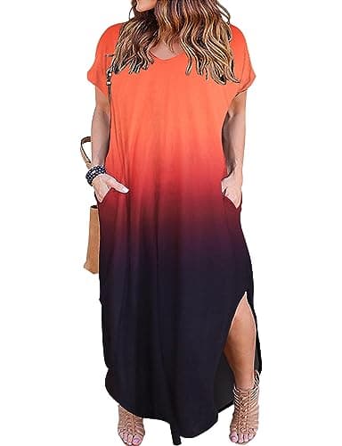Kancystore Plus Size Beach Dresses for Curvy Women 4X-5X Boho Coverup Short Sleeve Tie Dye - Image 1