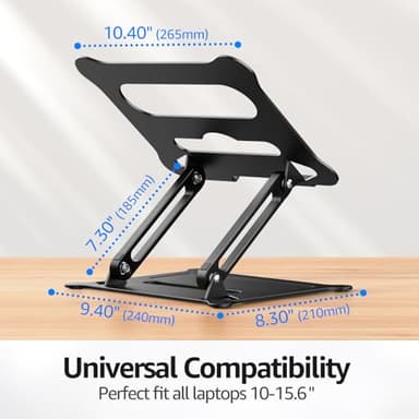 Urmust Laptop Notebook Stand Holder Adjustable Laptop Stand Portable Computer Riser Compatible with MacBook Air Pro HP Dell XPS Lenovo All Laptops 10-15.6"(Black) - Image 7