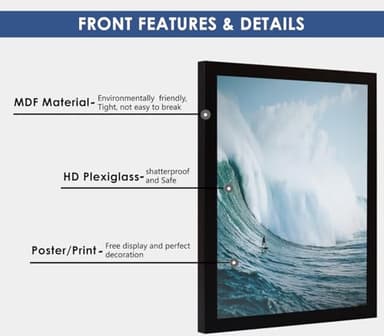 PEALSN 24x36 Poster Frame Black, Poster Frames 24 x 36 inches for Wall Mounting Display Horizontally or Vertically Hanging, 1 Pack. - Image 3