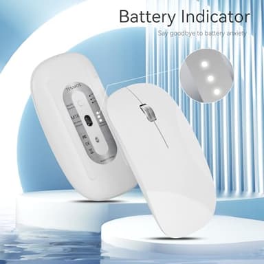 TENMOS M18 Bluetooth Mouse, USB C Rechargeable Wireless Mouse, Triple Mode (Dual Bluetooth+USB) Computer Silent Mice Portable with USB Receiver and Type C Adapter for Laptop/MacBook/iPad/PC - White - Image 2