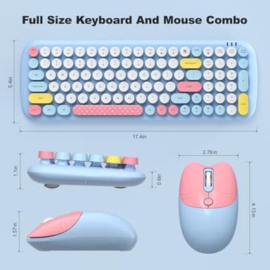 MOFII Wireless Keyboard and Mouse, USB 2.4GHz Full Size Typewriter Keyboard and Cute Cat Shape Design Mouse Combo for Windows 7/8/10, Laptop, Desktop, PC, Computer (Blue Colorful) - Image 7