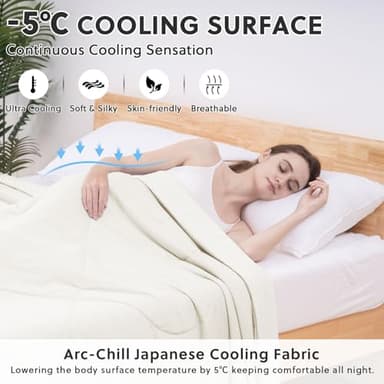 HOMFINE Cooling Comforter Japanese Double-Sided Cold Tech Fabric Cooling Blanket for Night Sweats Hot Sleepers, Q-Max 0.45 Soft Breathable Silky Smooth Lightweight Beige Summer Comforter Queen - Image 2
