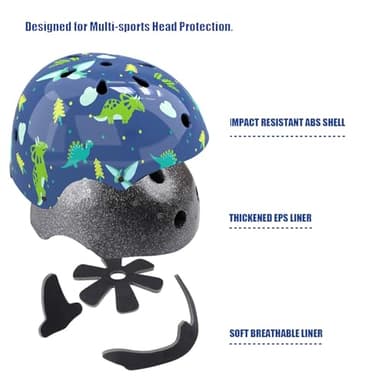 Kids Helmet with Knee Pads Elbow Pads and Wrist Guards,Child Protective Gear for Boys Girls Age 3-5-8 Years fit Roller Skates, Skateboarding, Scooter Bicycle Skate Scooter Skateboard (Blue) - Image 6