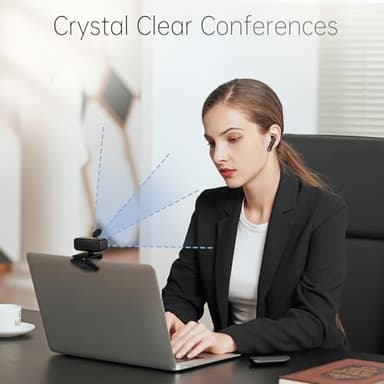 Full HD Webcam with Built-in Microphone and Rotatable Tripod, 1080P Video and Wide Angle Camera, Privacy Cover, for Desktop PC Laptop Computer Black - Image 3