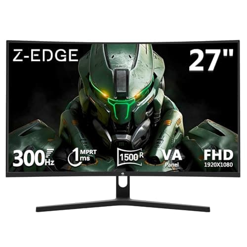 Z-Edge 27 inch Curved Gaming Monitor, FHD 1080P 300Hz 240Hz PC Monitor, Ultra-Fast MPRT 1ms Curved Monitor, 1500R, 16.7M Colors, UG27H Frameless Bezel, 2X DP 1.4 Ports and 2X HDMI 2.0 Ports - Image 1