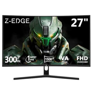Z-Edge 27 inch Curved Gaming Monitor, FHD 1080P 300Hz 240Hz PC Monitor, Ultra-Fast MPRT 1ms Curved Monitor, 1500R, 16.7M Colors, UG27H Frameless Bezel, 2X DP 1.4 Ports and 2X HDMI 2.0 Ports - Image 1
