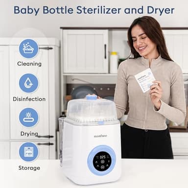 MOMFANN Baby Bottle Washer-19 Min Rapid Wash, Sterilizer and Dryer, All-in-One Cleaner, Bottles, Pump Parts & Baby Essentials for New Parents Gift, Replaces Hand Washing - Image 2