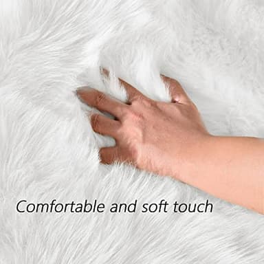 Latepis 12x12 Area Rugs for Bedroom White Faux Fur Rug Washable Super Fluffy Rug Faux Sheepskin for Living Room Floor Sofa Shag Rug Office Home Décor, Square - Image 5