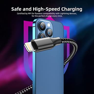 iPhone Charger Fast Charging Cord 3 Pack 10 FT Apple MFi Certified Lightning Cable Nylon Braided iPhone Charger Cord Compatible with iPhone 13 12 11 Pro Max XR XS X 8 7 6 Plus SE iPad and More - Image 3