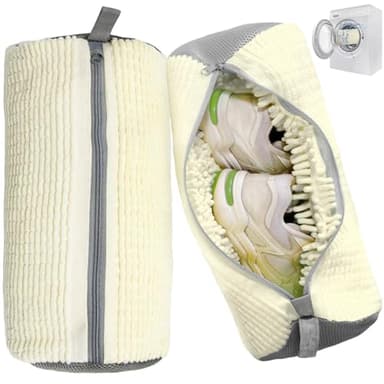 Aokna 2 Pack Shoe Washing Machine Bags, Shoe Washing Bag for Washer and Dryer, Reusable Laundry Shoe Bag with Sturdy Zipper, Roomy Shoe Cleaning Bag for All Shoes Types and Sizes (Off White) - Image 1