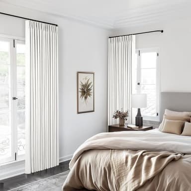 Beige White Pinch Pleated Full Blackout Curtains 2 Panels Set Linen Room Darkening 100% Black Out Window Curtains 96 Inch for Living Room Bedroom Thermal Insulated Pinch Pleat Drapes with Hooks Rings - Image 7