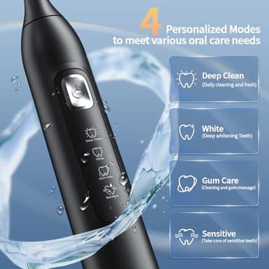 OasiSmile Electric Toothbrush for Adults, 42000 VPM Deep Clean Sonic Toothbrush with 6 Brush Heads, 4 Modes, IPX7 Waterproof Rechargeable Toothbrushes for 120 Days, Built-in 2 Mins Smart Timer - Image 3