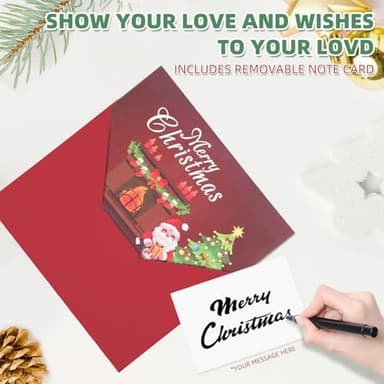 XTF2015 Christmas Card 3D Pop Up Christmas Greeting Cards with Music, Lighting LED Greeting Gift Card Fireplace with Envelope for Women Men Kids Husband Wife Mom Dad Daughter - Image 6
