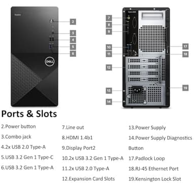 Dell Tower PC Desktop Computer for Home Business Student, 12th Gen Intel 4-Core Processor, 32GB DDR5 RAM, 1TB PCIe SSD, WiFi 6, Bluetooth, DisplayPort, HDMI, Type-C, Windows 11 Pro - Image 5