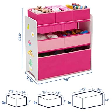 Delta Children Design and Store 6 Bin Toy Organizer, White/Pink - Image 7