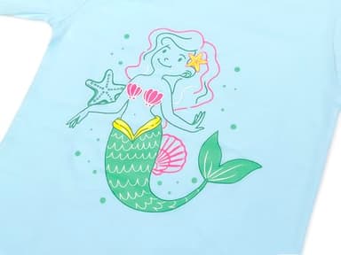 Beezizac Cotton Sleepover Pajama Set for Little & Big Girls Blue Mermaid Long Sleeve Set 2-Piece PJ Size 8 - Image 3