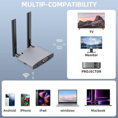 VJZFA Wireless Display Adaptor - 1080p Wireless HDMI Display Dongle Adapter, Plug and Play, for Laptop, PC, Smartphone to HDTV Projector Monitor - Image 7