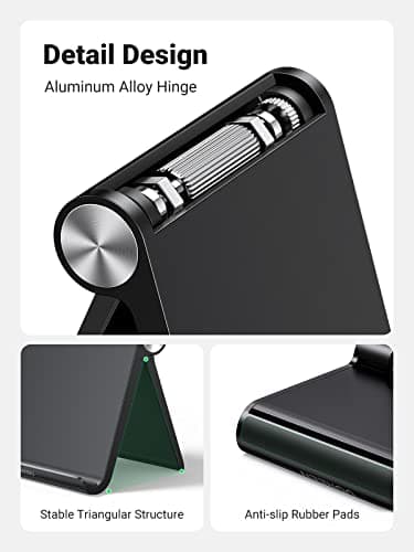 UGREEN Tablet Stand Holder Adjustable Portable Desktop Dock Office Compatible with iPad Pro 11 9.7 10.5 Air Mini 5 4 3 2 iPhone 17 16 15 14 13 12 Black - Image 4