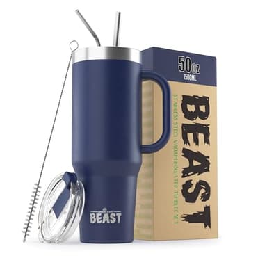 Beast 50 oz Tumbler Stainless Steel Vacuum Insulated Coffee Ice Cup Double Wall Travel Flask (Royal Blue) - Image 1