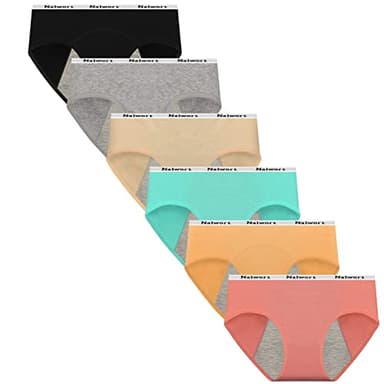Nalwort Teen Girls Period Underwear Menstrual Period Panties Leak-Proof Cotton Protective Briefs Pack of 6 - Image 1