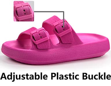 Weweya Hot Pink Pillow Slippers For Women Non Slip Quick Drying Shower Slides Bathroom Sandals Hot Pink Women Size 7 7.5 - Image 3