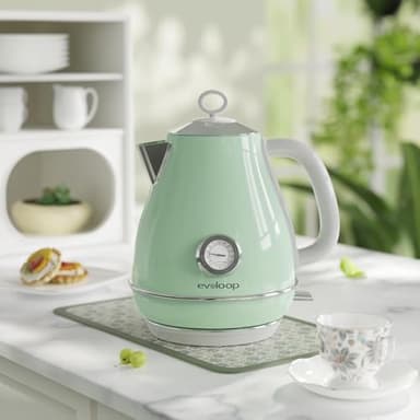 Evoloop Electric Tea Kettle, 1500W /1.7 Liter Hot Water Boiler Heater Pot, Retro Electric Kettle with Thermometer, Auto Shut-Off & Boil-Dry Protection, BPA Free,Stainless Steel Teapot - Image 8