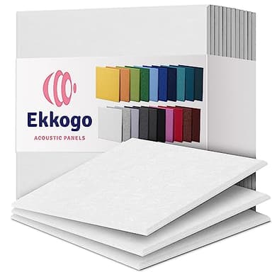 Ekkogo Acoustic Panels 12-Pack Soundproof Wall Panels 12"X12"X0.4" Sound Panels High Density Sound Dampening Panels - [White Square] - Image 1