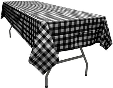 PARTY ULYJA Black Gingham Checkered 2 Pack Plastic Tablecloth Rectangle 54 x 108 Inches Disposable Onyx Buffalo Plaid Sturdy Table Covers for Dining, Birthday, Wedding, Picnic, Event and Outdoor Use - Image 4