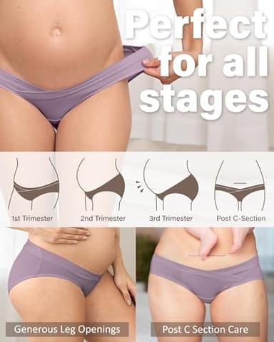 Intimate Portal Cotton Maternity Underwear Under the Bump Pregnancy Bikini Panties Women Postpartum Briefs 6 Pack Inspiration M - Image 3