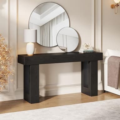 Tribesigns 63-Inch Long Console Table, Wooden Rectangular Sofa Table Behind The Couch, Farmhouse Entryway Table for Entrance, Hallway, Living Room (Black) - Image 7