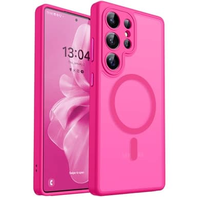 CANSHN Designed for Samsung Galaxy S25 Ultra Case (2025) [Full Camera Protection] [Compatible with Magsafe] Translucent Matte Back Protective Phone Cover, Hot Pink - Image 1