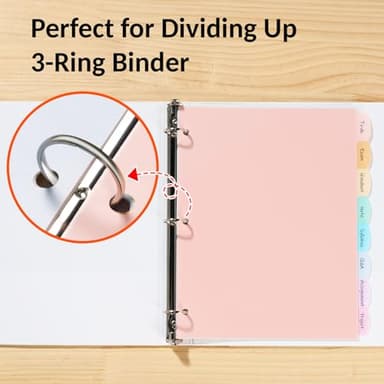 Sooez 8 Tabs Long-Lasting Plastic Write & Erase Large Tabs Dividers for 3 Ring Binder, Aesthetic Cute Pastels Binder Dividers for Student, Teacher, Office, Home Organizers, 1 Set, Pastels Color - Image 6