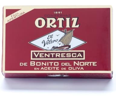 Ortiz Ventresca White Tuna Belly in Olive Oil, Tender Buttery Fillets with Exquisite Flavor, Superior Wild Caught Tuna Packed in Delicate Spanish Olive Oil, 3.88oz Can (Pack of 1) - Image 1