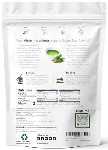Micro Ingredients Organic Matcha Green Tea Powder, 1 lb | First Harvest, Culinary Grade from Japan | 100% Pure & Unflavored | Great for Tea, Latte & Smoothies | Non-GMO, No Sugar, Eco-Friendly Packaging - Image 2