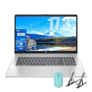HP 17 Laptop, 17.3'' Touchscreen Display, Intel Quad-Core N200 Processor, 32GB RAM, 1TB SSD+128GB SSD, Webcam, Number Keypad, Windows 11 Home, Fatcayes Accessory, Moonlight Blue (Renewed) - Image 1