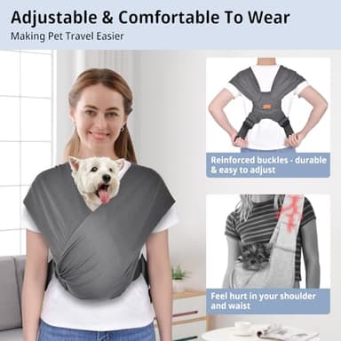 CUBY Swaddle Dog Sling Carrier for Small Dogs, Front Pet Sling Carrier Chest,Hands Free Adjustable Cat Sling Carrier Soft Cotton Reducing Pain Puppy Sling Carrier for Small Pet Up to 10lb (Dark Gray) - Image 6