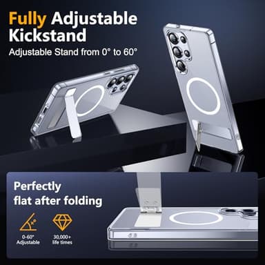 SPIDERCASE Only for Samsung Galaxy S25 Ultra Case, Magnetic with [3 Stand Ways][ Military Grade Drop Protection] with Invisible Stand Shockproof Slim Case for S25 Ultra 5G 6.9'',Clear - Image 6