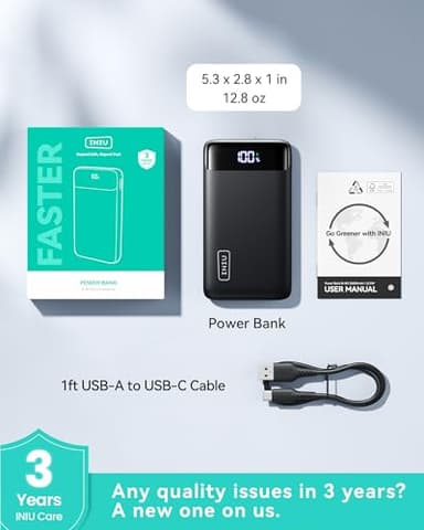 INIU Portable Charger, 22.5W 20000mAh USB C in & Out Power Bank Fast Charging, PD 3.0+QC 4.0 LED Display Phone Battery Pack Compatible with iPhone 16 15 14 13 Pro Samsung S23 Google iPad Tablet, etc - Image 6