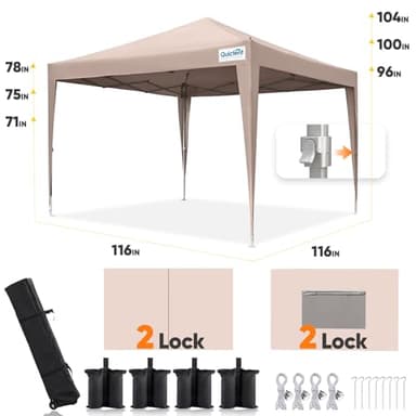 Quictent Privacy 10x10 Pop up Canopy Tent with Sidewalls and Roll-up Ventilated Windows, One Person Setup, Easy Outdoor Commercial Gazebo Shelter Enclosed Waterproof, Bonus 4 Sandbags - Image 5