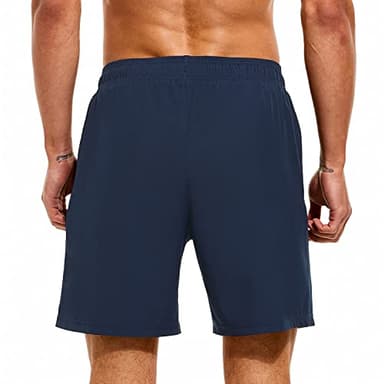 HODOSPORTS Mens Swimsuit Trunks 7" Quick-Dry Swim Shorts with Compression Liner and Zipper Pockets (Large,Navy) - Image 3